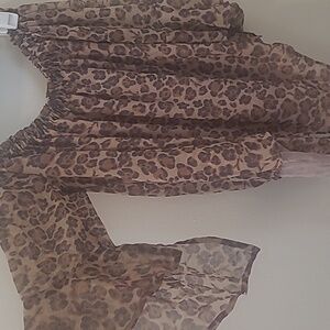 Express off shoulder top leopard print